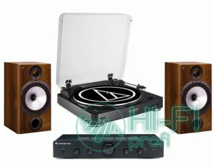 Стерео комплект Винил Audio-Technica AT-LP60 Bluetooth + Topaz AM5 + MONITOR AUDIO Monitor Reference 2 Walnut